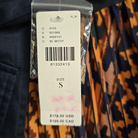 Anthropologie, New Eva Franco Pleated Cargo Wrap Skirt Blue/Orange SZ Small 2 - Picture 12 of 13